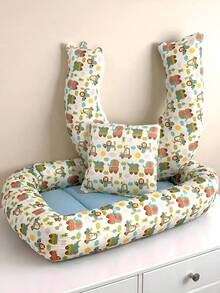 Kit Ninho Redutor + Almofada Amamentação Safari Carrinhos - Azul - Visão 1