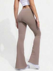 Leggings de yoga de talla grande, pantalones de tiburón con bolsillo para teléfono móvil, pantalones de fitness para levantar abdomen y cadera, cintura alta, verano - Caqui - Ver 1