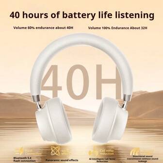  Lenovo TB300 Bluetooth Headset With Intelligent Noise Cancellation, 40mm Large Diaphragm, 40-Hour Battery Life, And 360° Panoramic Sound