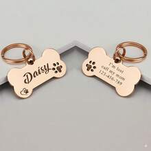 Personalized Dog Tag Engraved Name Phone Number Bone Shaped Pet ID Tag Stainless Steel Paw Print Design Silent Silicone Dog Tags Cat ID Tag Memorial Keepsake - Multicolor - View 17