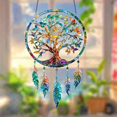 2D Acrylic Tree Of Life Pendant, Christmas Gift Home Decor Hanging Ornament, Outdoor Decoration, Christmas Party Favor