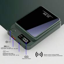 5000/10000mAh 磁吸无线移动电源 22.5W/15W 快速充电 (USB/Type-C) 便携式充电器 数字显示 兼容 15 Pro/14 Max/13/12 系列 小巧便携应急备用移动电源 适用于户外旅行 - 綠色 - 查看 7