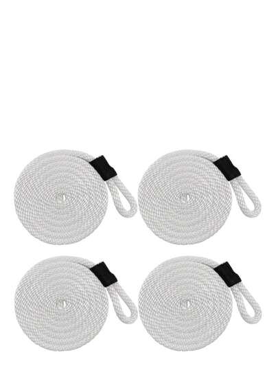 ISURE MARINE 4Pcs Boat Bumper Line Double Braided Nylon Rope 6.5' X 3/8" Boat Lines Inflatable Boat Buoys Strong And Durable Twisted Rope(White)
