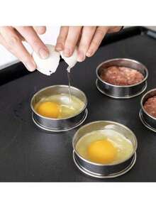 2 piezas Molde de acero inoxidable con forma de doble cuerno para hornear pasteles, galletas, huevos, hamburguesas - Plateado - Ver 11