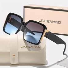 Linfemand Fashion Large Rim Decoration Glasses Women Elegant Glasses Suit Summer Dance Party Holiday Gift - 黑框藍色薄膜 - 查看 13