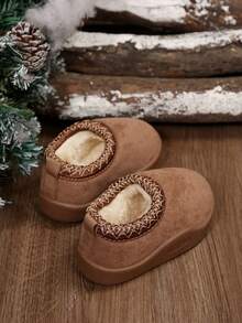 婴儿秋冬季无绒踝靴，透气帆布材质，防滑软底，轻便男女通用学步鞋