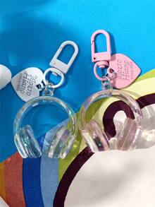 独特创意时尚休闲风格字母心形金属镀亚克力透明彩色耳机形钥匙扣、包饰、手机饰、服装配饰，非常适合朋友、情侣、音乐爱好者万圣节配饰教师节圣诞节礼物创意包袋挂绳带身份证夹汽车配饰包饰 - 耳機愛心 - 查看 4