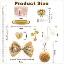 QY Bling Cup Accessories For 40/30/20 Oz Tumbler With Handle Including Glitter Bow Straw Topper, Heart Straw Cover, Pearl Water Bottle Handle Strap, Boot, Pom-Pom, Keychain Charms(Gold Brown) 2216 - 金棕色 - 查看 2