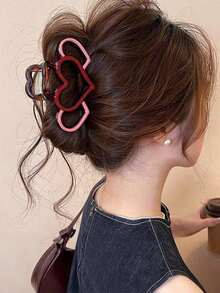 1 pieza Nuevo Clip de cabello grande con forma de gota de aceite con diseño hueco en forma de corazón, accesorio de cabello elegante y bonito, accesorios de moda para la escuela, la universidad, el otoño, la temporada de invierno y los atuendos de vacaciones para mujer