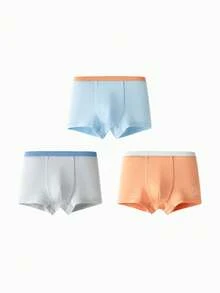 Balabala Boys Cotton Underwear 3 Packs Boxer Shorts No Wedgie - Red and Blue Hues - View 1