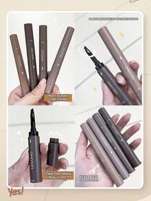 1 Piece Double-Ended Eyebrow Pencil With Brush, Waterproof & Sweatproof, Smudge-Proof & Transfer-Proof
