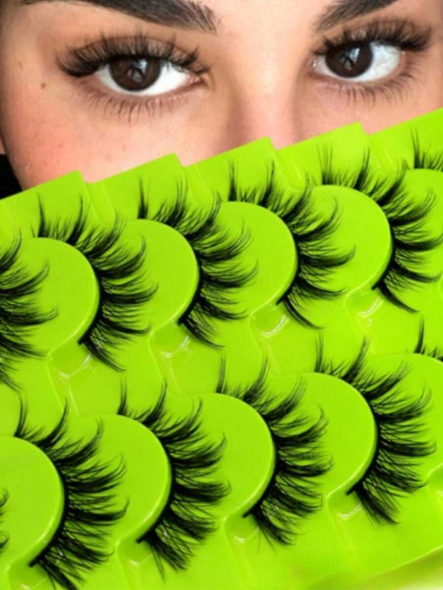 LIMEIKAI 7 Paar Manga Wimpern Künstliche Nerz Wimpern Katzenaugen Wimpern Anime Falsche Wimpern Natürliches Aussehen Flauschige Verwischte Wimpernverlängerung Make-up Tools Wimpernstreifen, Wimpern, Wimpern, Falsche Wimpern - Schwarz - Übersicht 1