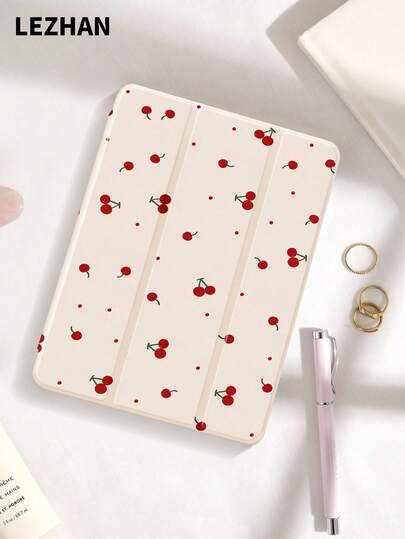 1pc Cute Cherry Polka Dot Pattern Tablet Protective Case, Compatible With IPad 10.2", IPad Pro 11" 2021/2020/10th Gen, IPad Mini 4/5/6, Galaxy Tab A8 10.5" 2022, Matepad 10.4"/Tab, With Pencil Slot, Anti-Fall, Tablet Stand Case