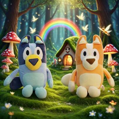  28cm/11inch Bluey & Bingo Family Plush Toys Cartoon Dog Stuffed Animals Soft Plush Dolls Gifts Perfect For Birthday,Very Suitable For Festivals, Fans, And Giving Gifts,Perfect Party And Holiday Gifts, Carnival Toys