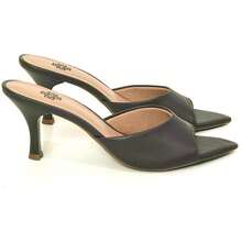 Tamanco Feminino Bico Folha Liso MARROM CAFÉ Moda Sandália Mulher Salto Médio - Café - Visão 2