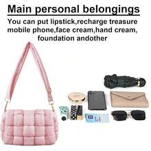 Puffer Woven Crossbody Bag Purse Handbags For Women, Quilted Hobo Carryall Bag Shoulder Bags With Adjustable StrapChristmas - Hồng đậm - Xem 10
