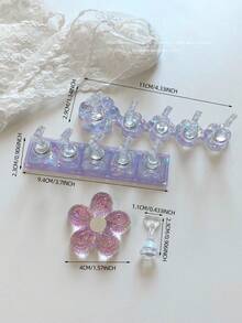 3D 亚克力极光冰透明格子美甲支架练习架美甲装饰套装，包含树脂水晶球、钻石、复古花卉激光设计，适用于 DIY、家居、户外、女性、母亲、姐妹、妻子、女朋友、婚礼、美甲沙龙、情人节