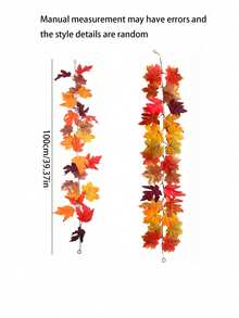 Vòng hoa lá phong nhân tạo 200cm/100cm Vòng hoa lá phong mùa thu dạng dây leo cho Lễ Tạ ơn, Halloween, hiên nhà, lò sưởi, trang trí nhà nông trại, thu hoạch (Mùa thu) - Nhiều màu - Xem 10