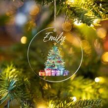 1 pièce Décoration de Noël personnalisée - Décoration d'arbre de Noël avec nom personnalisé, pendentif suspendu pour la saison des fêtes, convient pour le mariage, la Saint-Valentin, Thanksgiving - Décoration de fête multifonctionnelle, sans pile, cadeau idéal pour la famille, les amis et les occasions spéciales