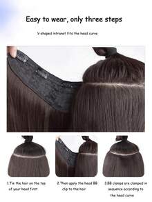 Synthetic Long V-Cut With Layers Straight Hair For Women Heat Resistant Fiber Update Materical Soft Touch V-Type Inner-Buckle Hair Extensions Easy To Wear Daily Party Halloween Day - Multicolor - View 9
