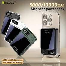 5000/10000mAh 磁吸无线移动电源 22.5W/15W 快速充电 (USB/Type-C) 便携式充电器 数字显示 兼容 15 Pro/14 Max/13/12 系列 小巧便携应急备用移动电源 适用于户外旅行 - 綠色 - 查看 1