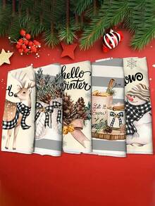 1pc/2pcs/6pcs Ultra-Soft Microfiber Christmas Hand Towels, Christmas Tree & Snowman Pattern Design Dish Cloths, Kitchen Towels, Christmas Decor, Suitable For Christmas Kitchen & Bathroom Decor, Indoor Decoration, Kitchen Cleaning Rags, Advent Gift, Christmas Surprise