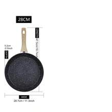 ABKOK 1pc/2pcs/3pcs Cookware Set, Thick Bottom Non-Stick Coating, Wooden Handle, Easy To Clean, Suitable For Various Stoves And Kitchen Cooking, Please Note The Size, Choose Set Or Single Pan - Black - View 15