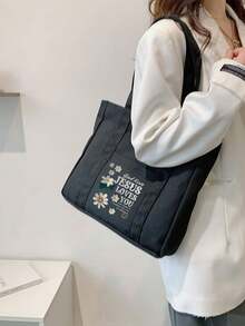 Stylish Semi-Circular Beige Printed Women's Handbag - Features Interior Pockets; Minimalist Style, Printed Shoulder Bag, Large Capacity Design - Black - View 2