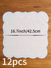 1/4/6/12 件法式简约纯色方形餐巾，蓝云图案刺绣边饰，适用于厨房、杯子、碗、盘子的餐垫，适合节日、聚会、派对、婚礼、晚宴、宿舍、家居装饰 - 藍白色 - 查看 12