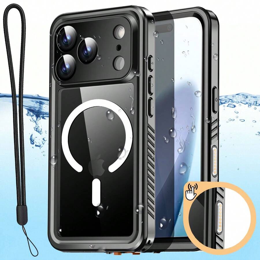 Waterproof Phone Case IP68 Underwater Full Body Military Dropproof Shockproof Heavy Duty Rugged Protective Cover With Built-In Screen Protector Compatible With IPhone 17 Pro Max/IPhone 17 Pro/IPhone 17 Air/IPhone 17 - 黑色 - 查看 1
