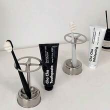 Stainless Steel Toothbrush Holder Multifunctional Toothpaste Stand Bathroom Household Freestand Multipurpose Storage Rack