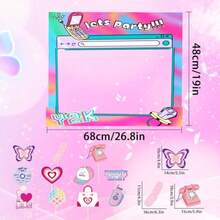 QY -Y2K Party Supplies 2000s Party Photo Booth Props 00s Party Decorations 2000's Theme Birthday Party Supplies Vintage Retro Y2K Party Decor -9608 - 粉色 - 查看 3