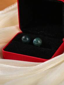 6/8/10mm Natural Stone Round Bead Stainless Steel Stud Earrings, Agate/Crystal/Faux Pearl And Other Natural Materials, Lucky Stone Healing Stone Energy Boosting, Fashion Jewelry Earrings For Women