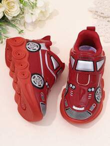 幼儿男童发光运动鞋秋季儿童汽车卡通休闲百搭跑步鞋软底幼儿鞋可爱公主闪光鞋 - 紅色 - 查看 4