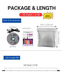ONELEDWANGRX Tira de Luces LED con Memoria de Patrones 3.3ft-50ft/1m-15m Tira de Luz Inteligente para Dormitorio, Controlador Integrado de 3 Botones, Tira de Luz Cambiadora de Color RGB Luces de Cuerda, Adecuada para Sala de Estar Decoración del Hogar Fiesta de Navidad Luces de Vacaciones - Edición de memoria blanca - Ver 4