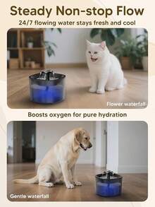 Automatic Feeder And Fountain, 4L/16 Cups Timed Dry Food Dispenser, 10s Meal Call, 20 Portions 6 Meals Per Day, 2L Cats Fountains Drinking With, Pet Feeder Dog Black - 白色 - 查看 2