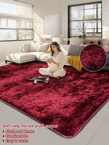1 pieza Alfombra nueva de tela de terciopelo para sala de estar/dormitorio, de color burdeos brillante y esponjosa, de estilo nórdico de moda lujoso y suave, decorativa para interiores, con sensación cómoda para los pies, que crea una atmósfera acogedora en el hogar, adecuada para la decoración de Halloween y fiestas, fácil de cuidar, aplicable para todas las estaciones - Burdeos - Ver 12