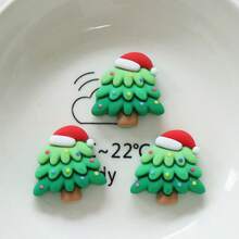 10/20/30pcs Christmas Theme Resin Flat Back Dome Shaped Set - Mini Santa Claus, Snowman, Reindeer Ornaments, For Scrapbooking, DIY Crafts And Holiday Decor - Random Mixed