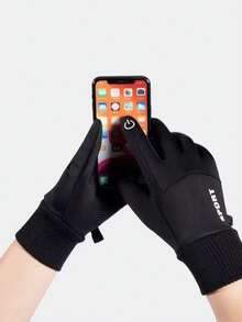 Guantes de invierno para hombres, guantes táctiles para ciclismo y senderismo en clima frío - Negro - Ver 2