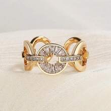 Anello aperto regolabile, anello da donna elegante e lussuoso. Incastonato con zirconi scintillanti, in metallo di ottone ipoallergenico, adatto per uso quotidiano - anello aperto - Visualizzare 6