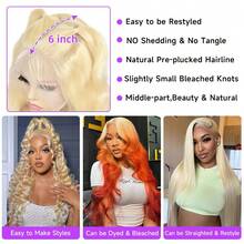 26 Inch 613 Lace Front Wig Human Hair 13x6 13x4 Transparent Lace Blonde Lace Front Wigs 613 Body Wave Lace Front Wigs Human Hair Pre Plucked 613 HD Lace Frontal Wig - Blonde - Xem 8