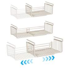 1pc (14inch-23inch) Extendable Shelf Hanging Basket, Under Cabinet Storage Basket Organizer, Suitable For Pantry, Kitchen Cabinet, Desk, Bookshelf, Space Saving Heavy Duty Slide-In - White - View 2