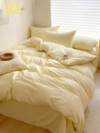 Solid Soft Quilt Cover 3pcs Set Duvet Covers Set