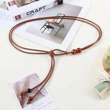 1 Piece Adjustable Women's Belt - Brown Beaded Design, Slimming Waist Dress Accessory, Suitable For Dresses, Shirts, And Jackets, Casual To Formal Occasions, Fashionable Matching Decoration, Elegant Details, Simple Style, Durable Material, Essential For Mature Women - 駱駝 - 查看 3
