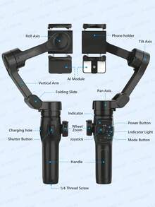 AXNEN 3-Axis Smartphone Gimbal Stabilizer With Extendable Pole, Foldable And Portable, Suitable For Android Smartphones, For Vlogging And Live Streaming - Multicolor - View 12
