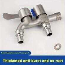 1 pieza Grifo de acero inoxidable de doble uso, para lavadora y entrada de agua al aire libre, duradero y fácil de instalar