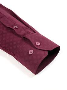 Rand paul Men's Printed Shirt Slim Fit Social Casual Versatile Elegant Fashion 2025 - 酒紅色 - 查看 3