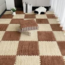 12 alfombrillas cuadradas para moqueta, azulejos entrelazados de felpa, azulejos de espuma EVA antideslizante, construye una zona segura para recámara y sala de juegos (blanco y negro) - Beige+café - Ver 11