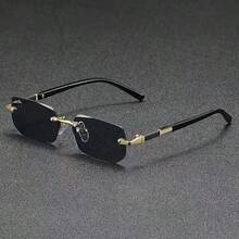 1 Piece Of Men's Frameless Y2K Fashion Glasses, Suitable For Summer Matching - màu đen - Xem 1