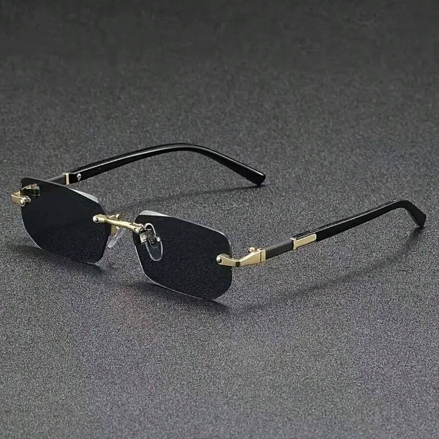 1 Piece Of Men's Frameless Y2K Fashion Glasses, Suitable For Summer Matching - màu đen - Xem 1
